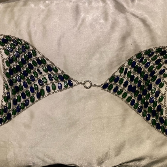Exotic Goddess Chain Beaded Body Piece Bra Top NWT - Picture 5 of 15